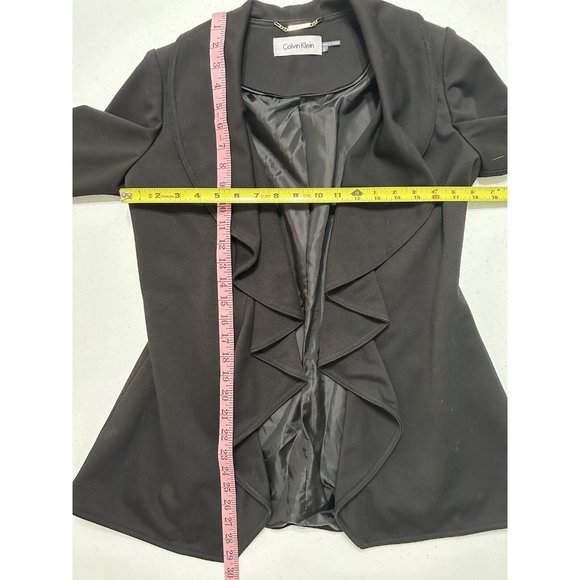 Calvin Klein Elegant Black Ruffle Jacket - Picture 4 of 5